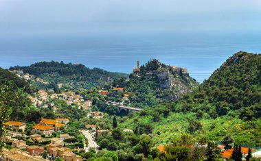 Eze panoramik manzara denize. Seyahat kavramı