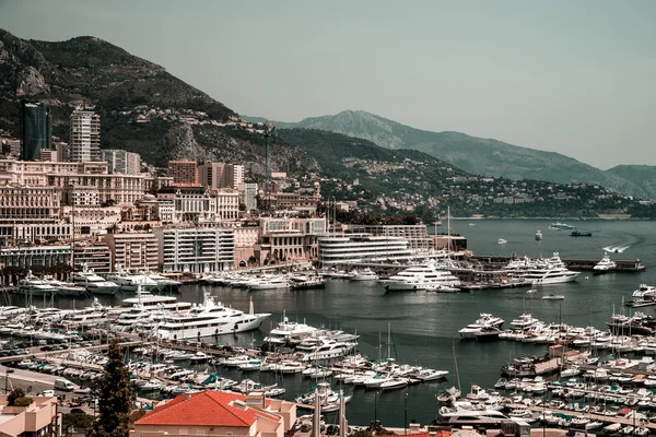 View of Monaco harbour with big ships. — Stock Photo, Image