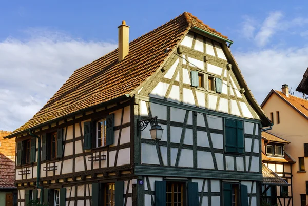 Street view of old tradicional alsacien village — Stock Photo, Image