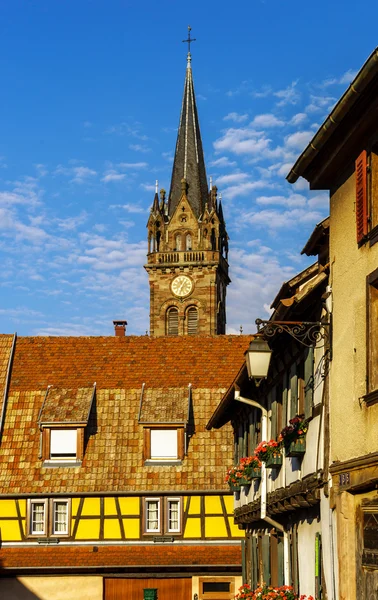 Street view of old tradicional alsacien village — Stock Photo, Image