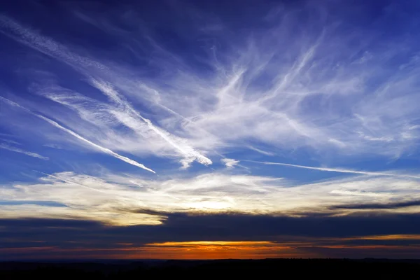 Beautiful sunset panoramic view, Alsace — Stock Photo, Image