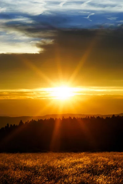 Beautiful sunset panoramic view, Alsace — Stock Photo, Image