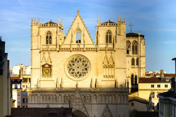 Lyon catholic cathedral sunset view — Stock Photo, Image