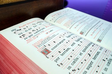 Vintage psalm book with chorus notes clipart