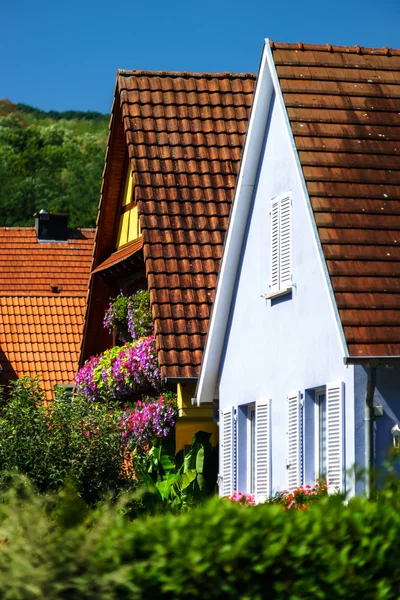 Klassiska franska hus renoverade och inredda av blommor — Stockfoto