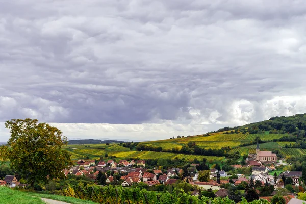 Alsace güzel renkli sonbahar tepelerde — Stok fotoğraf