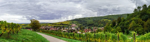 Schöne farbige herbstliche Hügel im Elsass, Panoramablick — Stockfoto