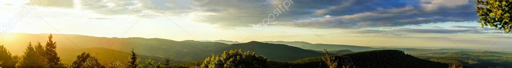 Colorful sunset panoramic view in Alsace