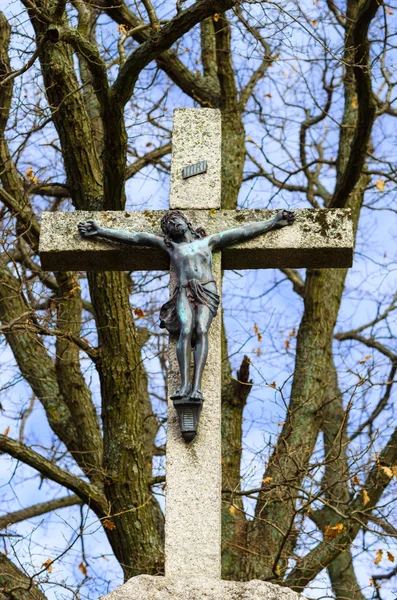 Religion cross on the hill in Alsace — Stock Photo, Image