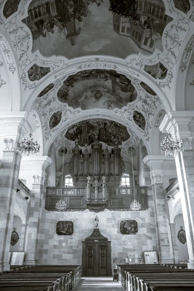 Editorial,22 December 2015: France: Ebersmunster Abbey Cathedral majestic interior — Stock Photo, Image