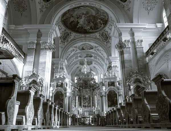 Editorial,22 December 2015: France: Ebersmunster Abbey Cathedral majestic interior — Stock Photo, Image