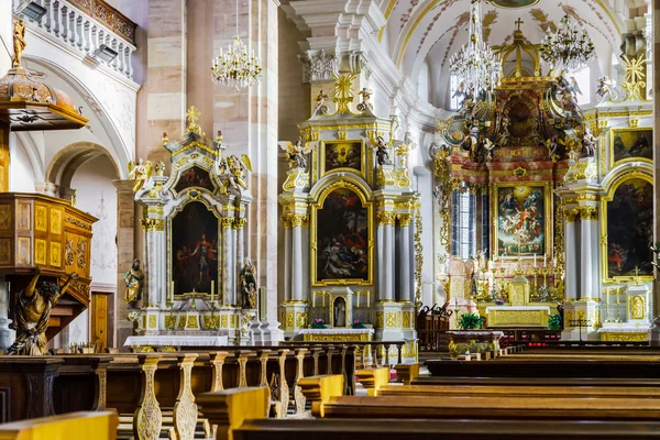 Editorial, 22 diciembre 2015: Francia: Ebersmunster Abbey Cathedral majestic interior — Foto de Stock