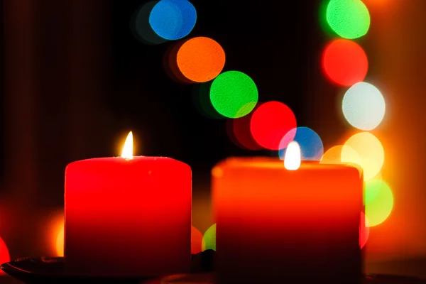 散景新年背景 Birning 蜡烛 — 图库照片
