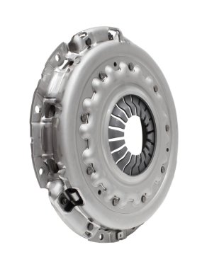 Photo new clutch basket isolated on white. car parts