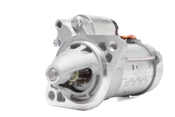 Starter motor araba bir beyaz — Stok fotoğraf