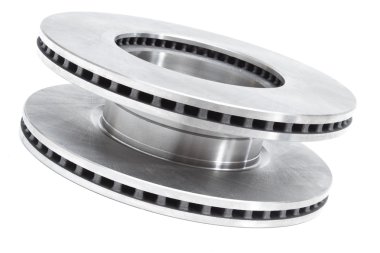 fren diskleri ve balataları beyaz bir arka plan üzerinde fren. araba parçaları