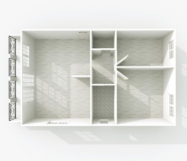 boş kağıt model dairenin 3D iç işleme
