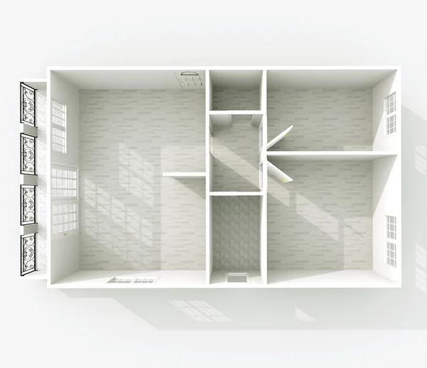 Boş kağıt model dairenin 3D iç işleme — Stok fotoğraf