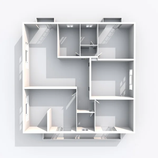 3d rendu intérieur de papier vide modèle maison appartement — Photo