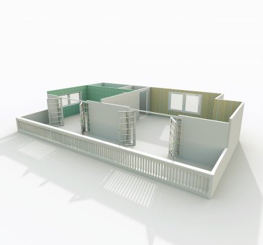 3D iç çapraz Görünüm işleme boş daire teraslı