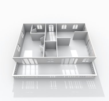 eğik kağıt model dairenin 3D iç işleme