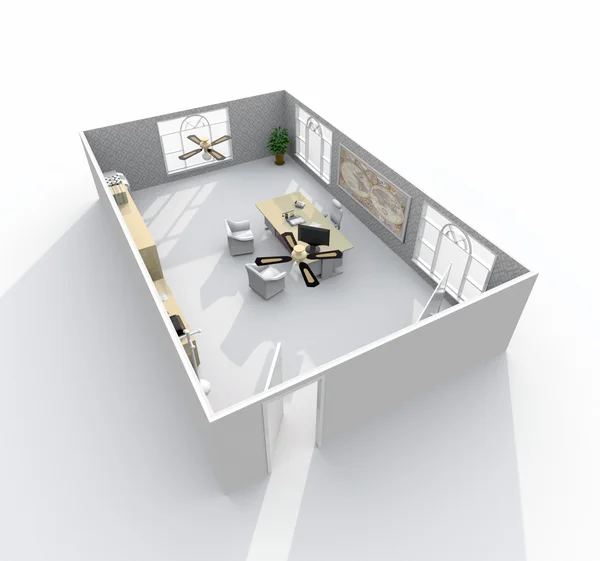 Rendering interno 3d di ufficio boss arredato — Foto Stock