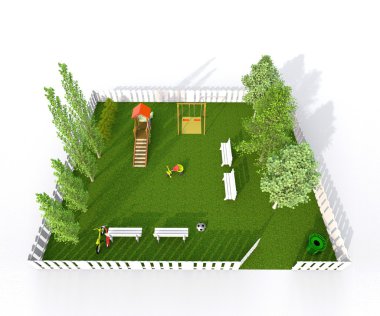 3d dış eğik yeşil park görünümünü oluşturma: Bahçesi