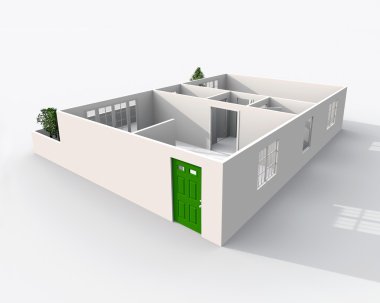 3D iç işleme boş roofless daire