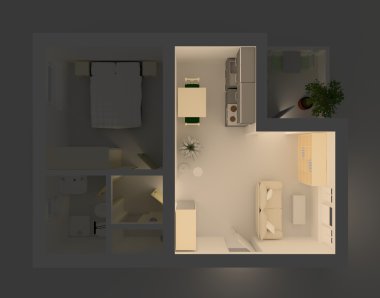 Aydınlatılmış oturma odası