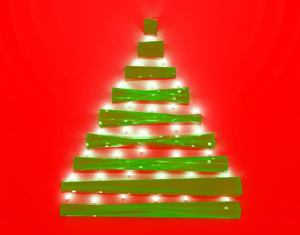 Glass and lightened Christmas tree — Stock Photo, Image