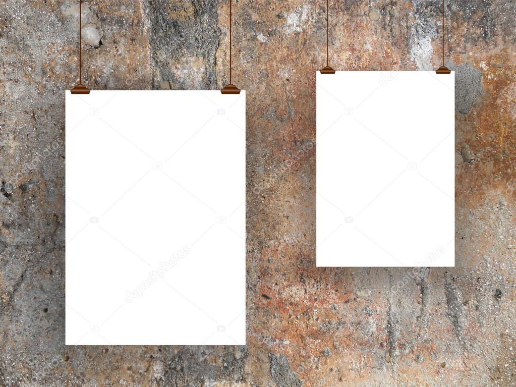 Two paper sheets with clips-brown gray ocher black white