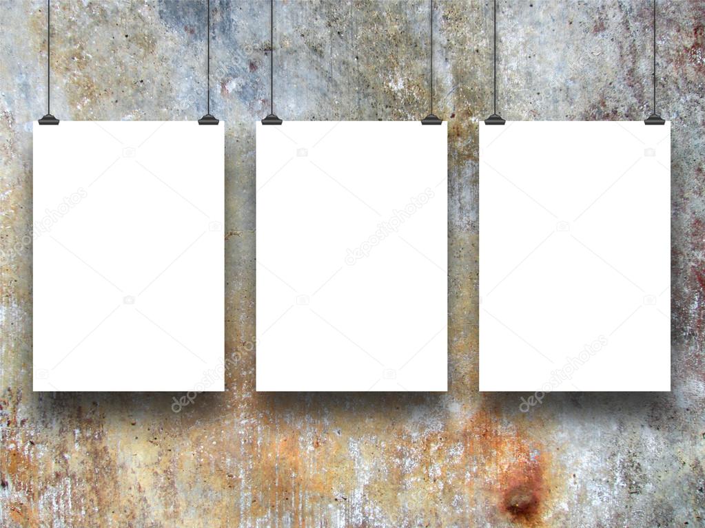 Three paper sheets with clips