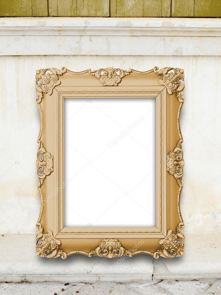 Baroque frame on ancient wall