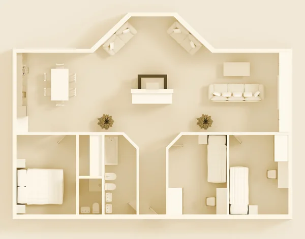 Меблированный дом сепия цветной — стоковое фото