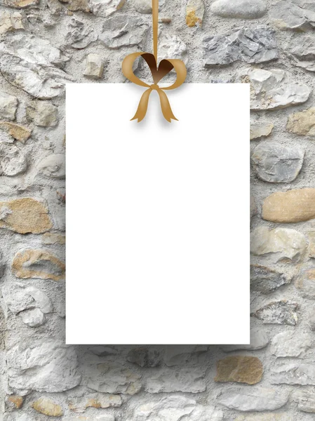 One empty frame with brown ribbon — Stock Photo, Image