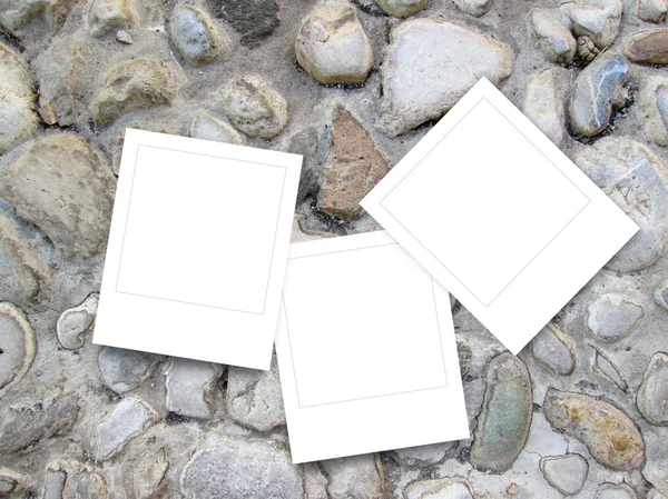 Three blank square instant photo frames — Stock Photo, Image