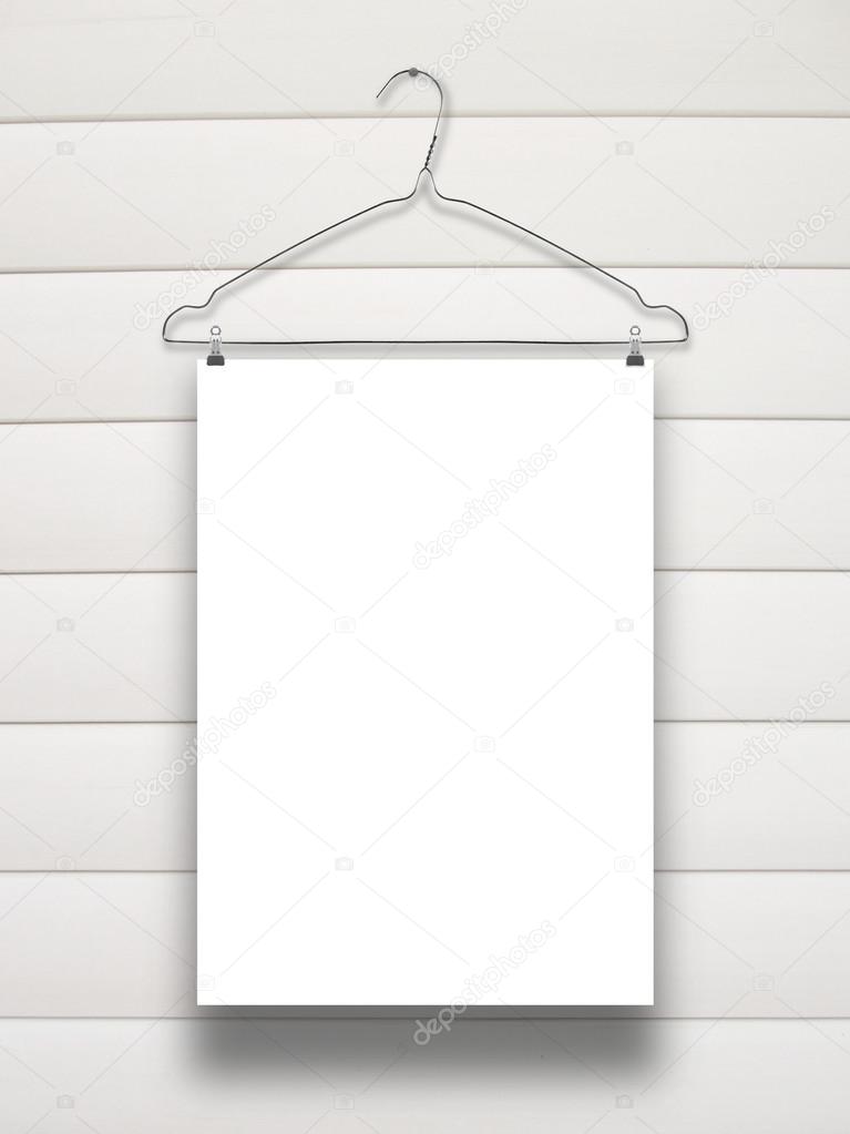Single hanged paper sheet with clothes hanger