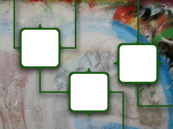 Three frames linked together on graffiti — Stock Photo, Image