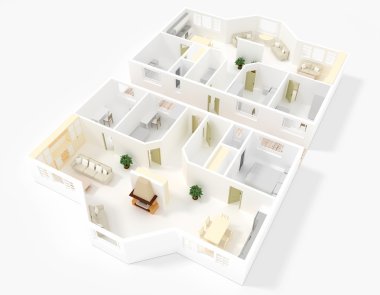 mobilyalı stüdyo 3D render