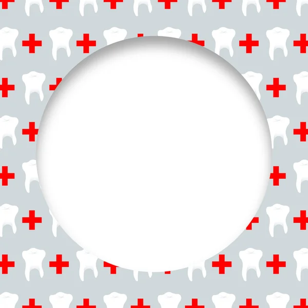 Empty circle frame with tooth and red crosses pattern