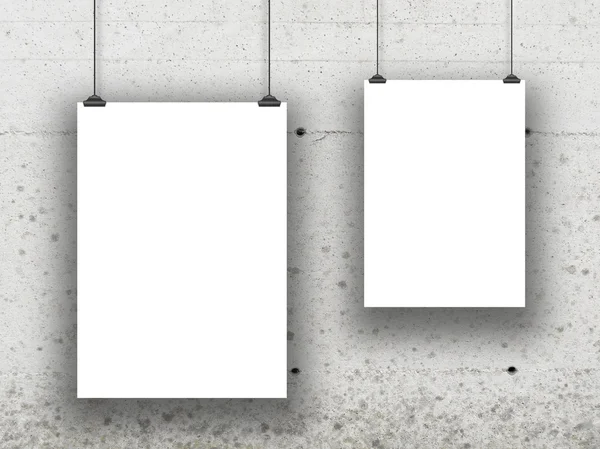 Dois quadros assimétricos na parede de concreto — Fotografia de Stock