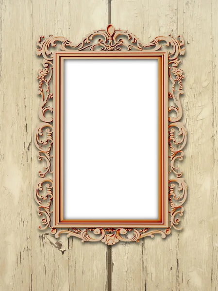 Single baroque frame on wooden boards — Stock Photo, Image