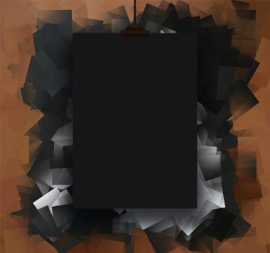 Bir dikdörtgen siyah çerçeve üzerinde kahverengi soyut klibi