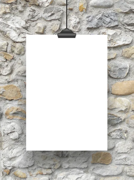 Vertical frame with clip on stone wall — Stock Photo, Image