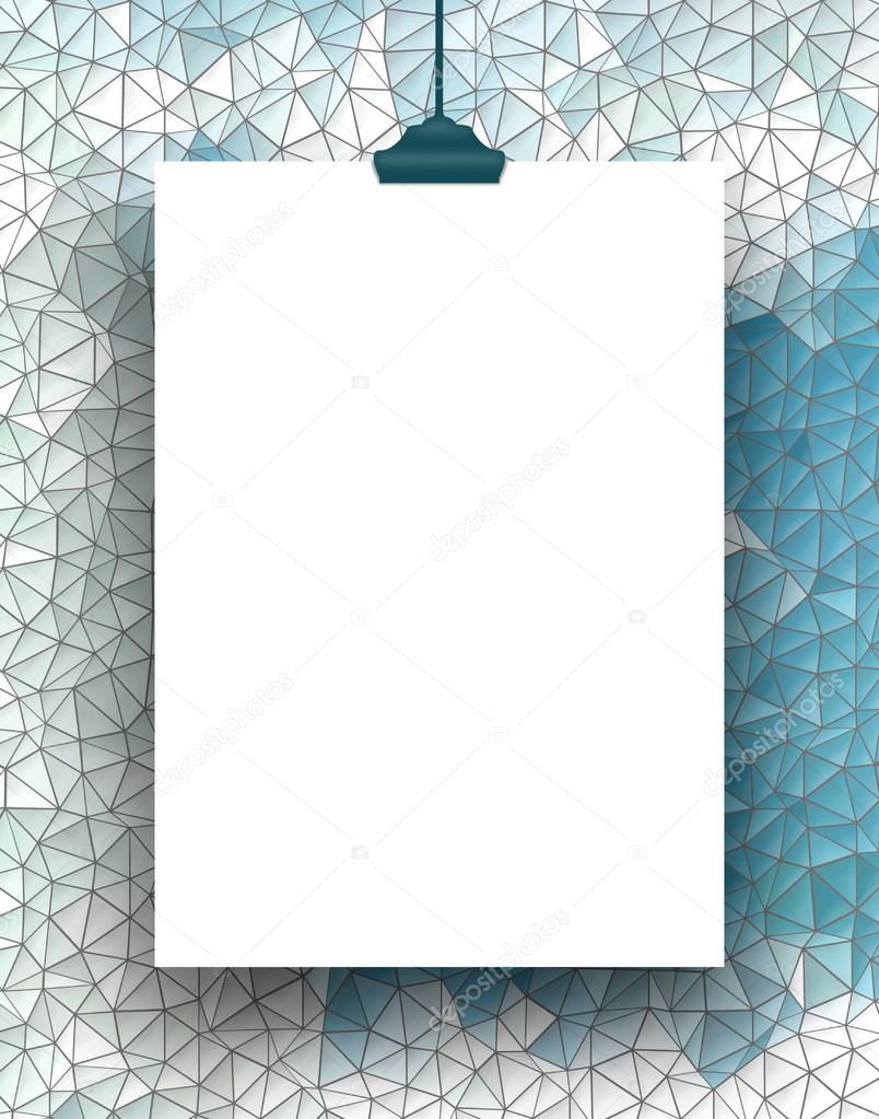 Single hanged vertical paper sheet with clip on blue mesh