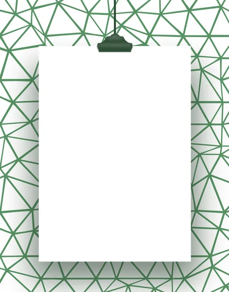 緑のメッシュ上のクリップ 1 つ掛けられた垂直フレーム — ストック写真