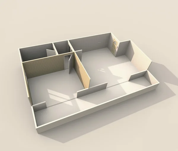 3d 室内渲染的屋顶公寓 — 图库照片