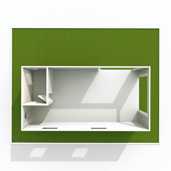 3D Innenrendering einer leeren kleinen Wohnung — Stockfoto