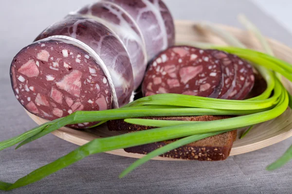 Salsicha de sangue de carne cortada — Fotografia de Stock