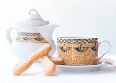 Lady fingers, hafif ve tatlı sünger kahve ile kek.